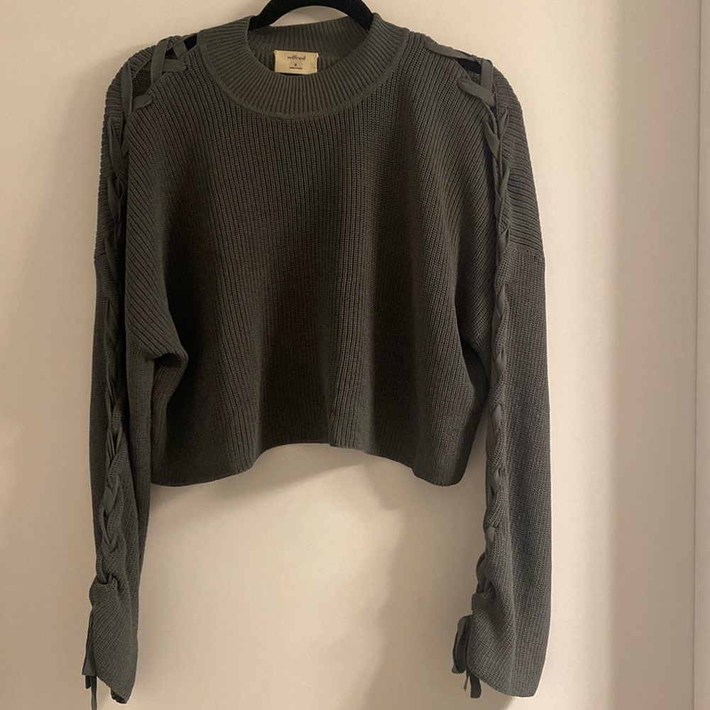 Wilfred tie sleeve green sweater